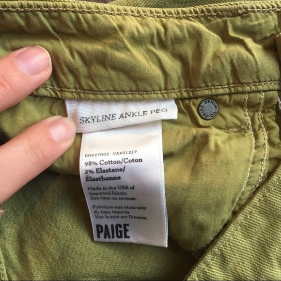 PAIGE Skyline Ankle Peg Jeans in Green 26 - Picture 6 of 7